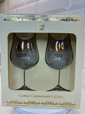 Camus Connoisseur's Cognac Glasses - Set of 2 - Clear with Gold Logo